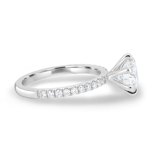 Round Cut Pave Lab Grown Diamond Engagement Ring with sparkling round center and pave band