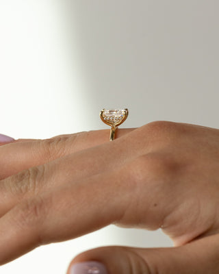 1.86 CT Emerald Hidden Halo E/VS2 Lab Grown Diamond Engagement Ring - violetjewels