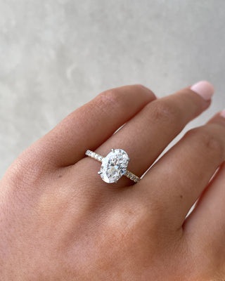 2.11 CT Oval Hidden Halo F/VS2 Lab Grown Diamond Engagement Ring - violetjewels