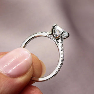 1.0 - 3.0 CT Emerald  Lab Grown Diamond Pave Style Engagement Ring