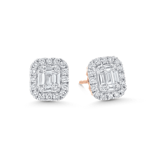 2.10 TCW Round & Baguette Moissanite Diamond Stud Earrings - violetjewels