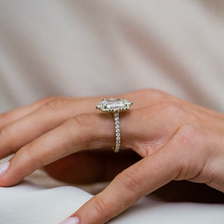 1.50-3.50 CT Radiant Shaped Lab Grown Diamond Hidden Halo & Pave Engagement Ring
