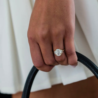 2.0-4.0 CT Cushion Shaped Lab Grown Diamond Three Stone Engagement Ring