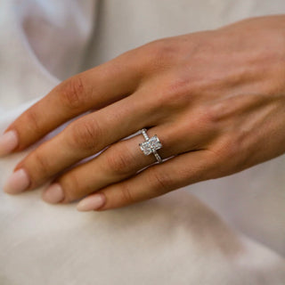 1.50-3.50 CT Radiant Shaped Lab Grown Diamond Hidden Halo & Pave Engagement Ring