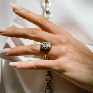 3.0-5.0 CT Oval Shaped Lab Grown Diamond Bezel Solitaire Engagement Ring