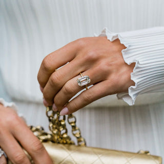 4.0-6.50 CT Emerald Shaped Lab Grown Diamond Solitaire Engagement Ring