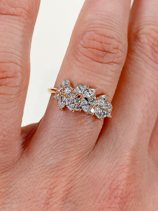 0.92 TCW Round & Marquise EF-VVS Diamond Cluster Wedding Band