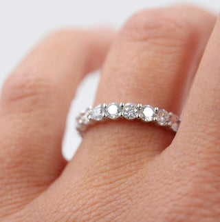 1.0 TCW Round Cut Half Eternity Moissanite Wedding Band - violetjewels
