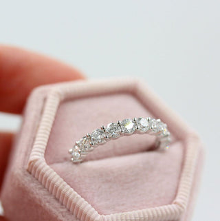 1.0 TCW Round Cut Half Eternity Moissanite Wedding Band - violetjewels
