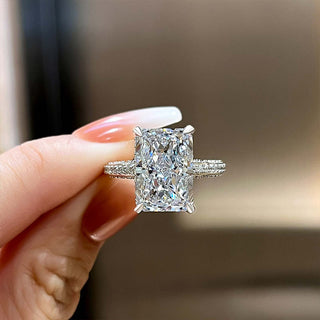 7.0 CT Radiant Hidden Halo F/VS1 Lab Grown Diamond Engagement Ring - violetjewels