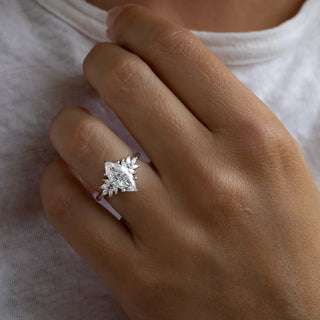 1.0-3.0 CT Marquise  Lab Grown Diamond Cluster Style Engagement Ring