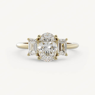 1.30 CT - 3.50 CT Oval Three Stone Diamond Engagement Ring