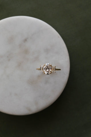 1.30 CT - 3.50 CT Oval Three Stone Diamond Engagement Ring