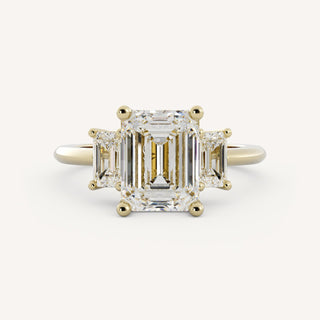 1.0 CT - 3.0 CT Emerald Three Stone Diamond Engagement Ring