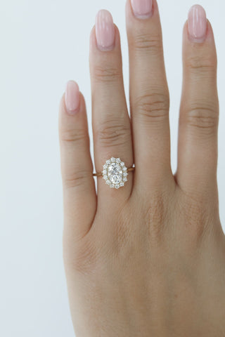 1.30 CT - 3.50 CT Oval Diamond Halo Engagement Ring
