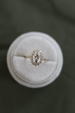 1.30 CT - 3.50 CT Oval Diamond Halo Engagement Ring