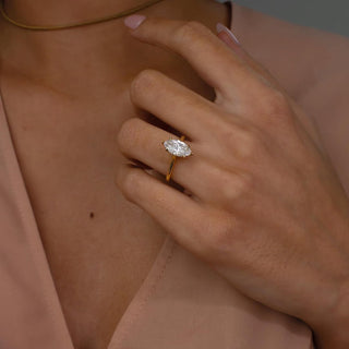 1.5 - 3.5 CT Marquise  Lab Grown Diamond Hidden Halo Style Engagement Ring