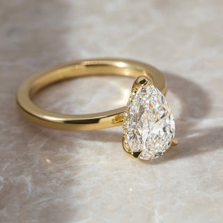 2.0 - 4.0 CT Pear  Lab Grown Diamond Hidden Halo Style Engagement Ring