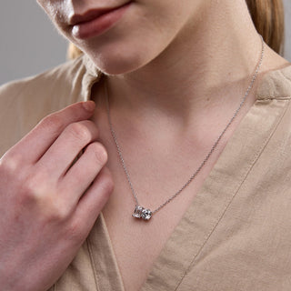 2.22 TCW Emerald & Pear Moissanite Diamond Two Stone Necklace - violetjewels