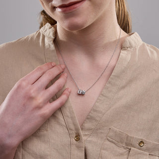 2.22 TCW Emerald & Pear Moissanite Diamond Two Stone Necklace - violetjewels