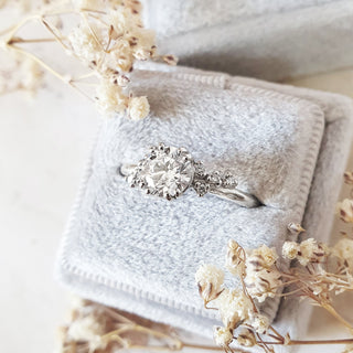 1.0 CT Round Cluster Style D/VS1 Lab Grown Diamond Engagement Ring - violetjewels