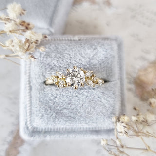 0.85 CT Round Cluster Style D/VVS2 Lab Grown Diamond Engagement Ring - violetjewels