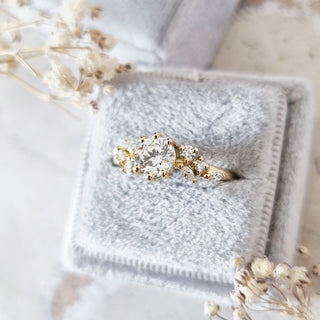 0.85 CT Round Cluster Style D/VVS2 Lab Grown Diamond Engagement Ring - violetjewels