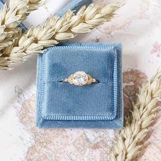 1.0 CT Round Cut Bezel Style F/VS2 Lab Grown Diamond Engagement Ring - violetjewels