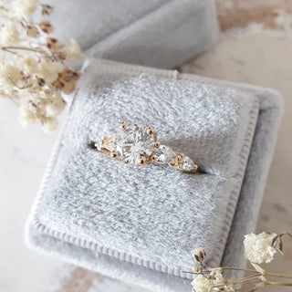 1.0 CT Round Cut Five Stones E/VVS2 Lab Grown Diamond Engagement Ring - violetjewels