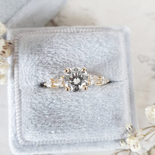 1.0 CT Round Cut Five Stones E/VVS2 Lab Grown Diamond Engagement Ring - violetjewels