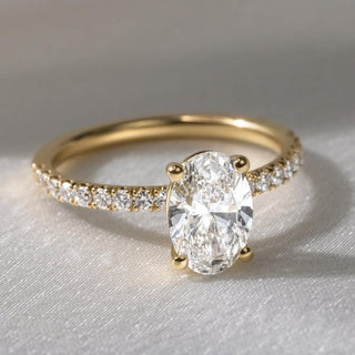 1.2 - 3.2 CT Oval  Lab Grown Diamond Pave Style Engagement Ring