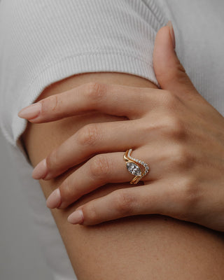 0.28 TCW Round Lab Grown Diamond Curved Pave Wedding Band