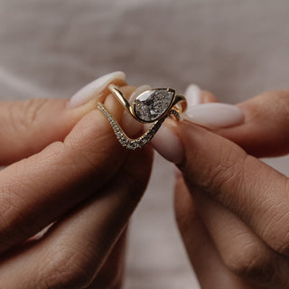 0.28 TCW Round Lab Grown Diamond Curved Pave Wedding Band