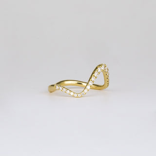 0.28 TCW Round Lab Grown Diamond Curved Pave Wedding Band