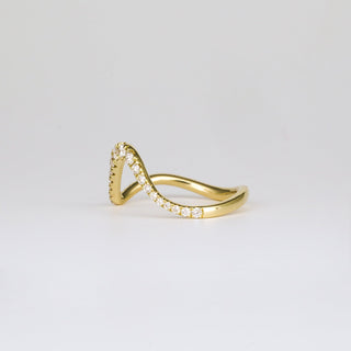 0.28 TCW Round Lab Grown Diamond Curved Pave Wedding Band