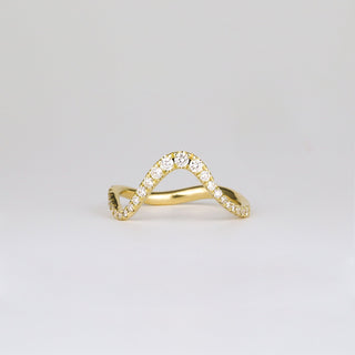 0.28 TCW Round Lab Grown Diamond Curved Pave Wedding Band