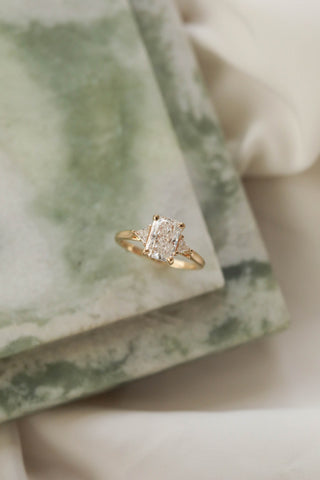 1.75 -3.50 CT Radiant  Lab Grown Diamond Three Stone Engagement Ring