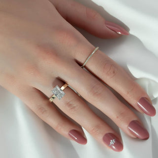 1.0-3.0 CT Radiant  Lab Grown Diamond Hidden Halo Setting Engagement Ring