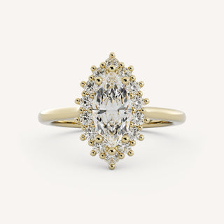 1.0 CT - 3.0 CT Marquise Diamond Halo Engagement Ring