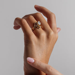 1.36- 3.50 CT Marquise Lab Diamond Unique Bridal Ring Set