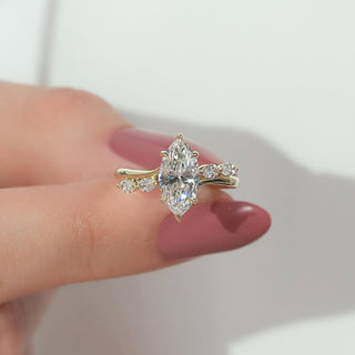 1.5-3.5 CT Marquise  Lab Grown Diamond Unique Setting Engagement Ring
