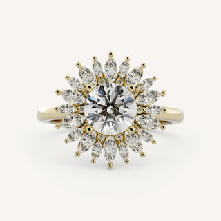 1.0 CT - 3.0 CT Round Diamond Halo Engagement Ring