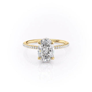 Oval CVD Diamond Engagement Ring with Hidden Halo & Pave Setting – 1.50 to 3.50 CT Lab-Grown Diamond in Elegant Design