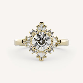 1.0 CT - 3.0 CT Round Diamond Cluster Engagement Ring