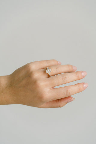 1.0 - 3.0 CT Radiant  Lab Grown Diamond Three Stone Engagement Ring