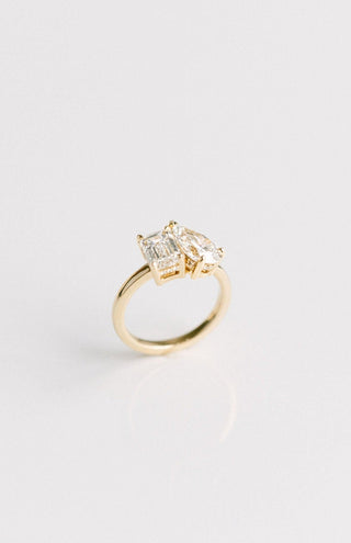 3.0 CT Pear & Emerald  Lab Grown Diamond Two Stone Engagement Ring