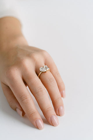 3.0 CT Pear & Emerald  Lab Grown Diamond Two Stone Engagement Ring