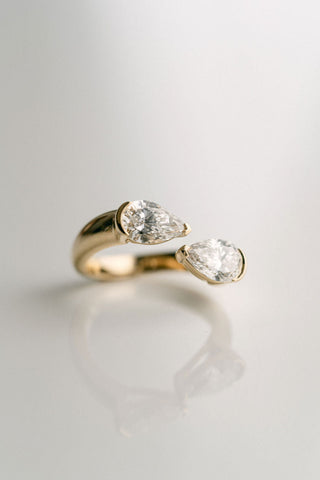 3.0 CT Pear & Pear E/VVS1  Lab Grown Diamond Two Stone Engagement Ring