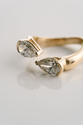 3.0 CT Pear & Pear E/VVS1  Lab Grown Diamond Two Stone Engagement Ring