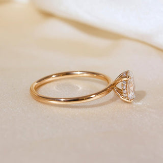 1.0 - 3.0 CT Oval  Lab Grown Diamond Hidden Halo Style Engagement Ring